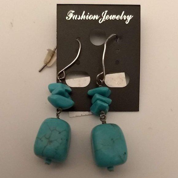 Artisan Multi Tiered VTG Colorful Teal & Amber Glass Bead Necklace & Earring Set - Picture 3 of 10